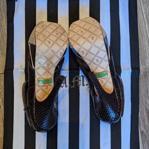 NIB (W6.5) - L.A.M.B Cho Snakeskin + Suede Platform Sandal - Picture 7 of 9